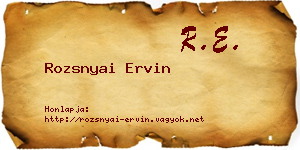 Rozsnyai Ervin névjegykártya